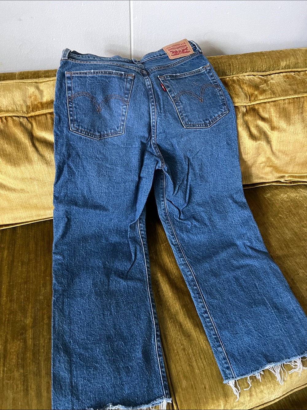 Levi's Ribcage Straight Blue High-Rise Jeans with Raw Hem Women’s size 28 - Picture 9 of 11